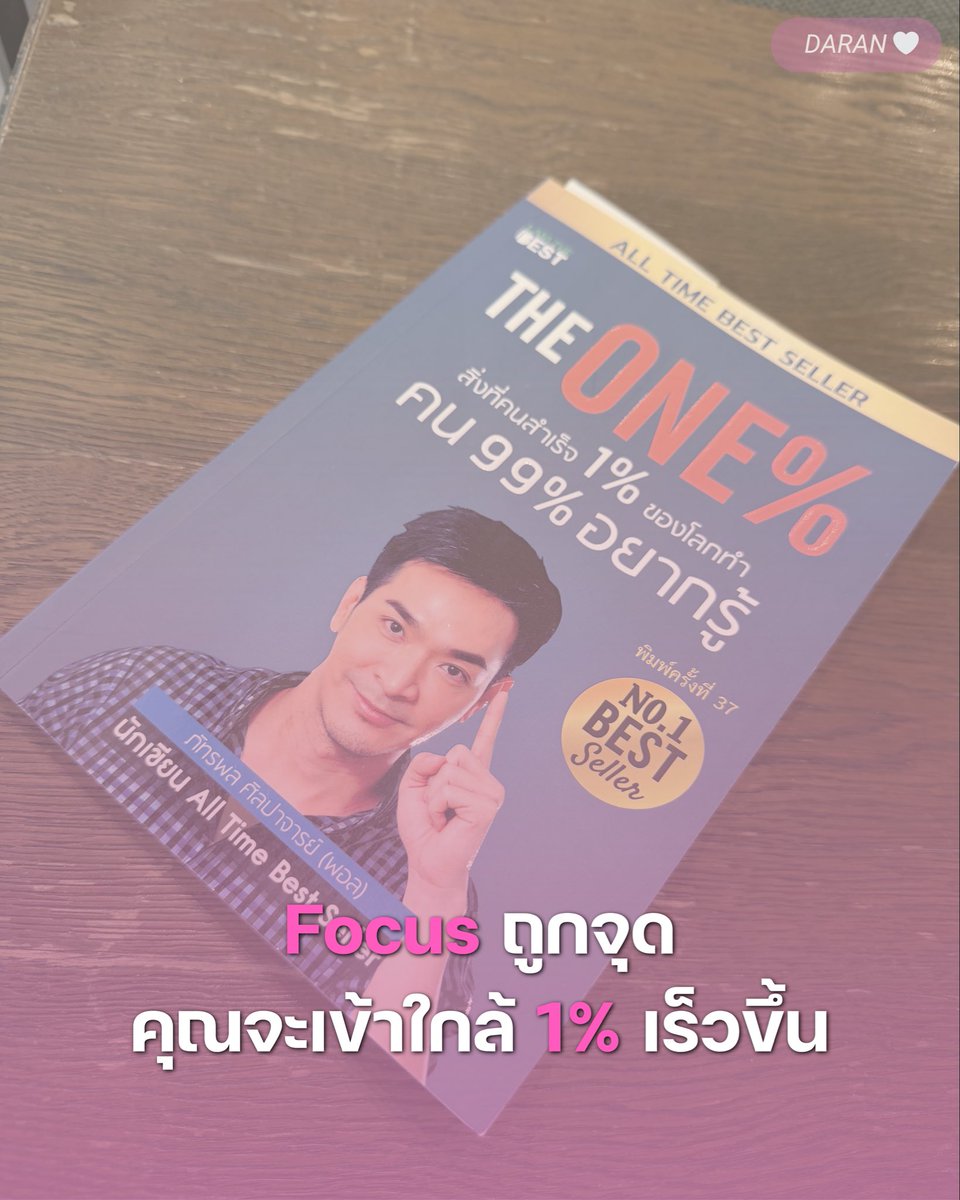 Kidaengbydaran's tweet image. จากหนังสือ
The One% สิ่งที่คนสำเร็จ 1% ของโลกทำ 
คน 99% อยากรู้ 
⸻
ความสำเร็จของคน 1% ไม่ได้เกิดจากโชค แต่เกิดจากวิธีคิดที่แตกต่าง และเชื่อว่าทุกอย่างเริ่มจากการพัฒนาตัวเองจากภายใน สร้างวินัยและลงมือทำอย่างสม่ำเสมอ 

#คิดเอง #onepercent
แนะนำหนังสือ :
s.shopee.co.th/70G8RL7b88