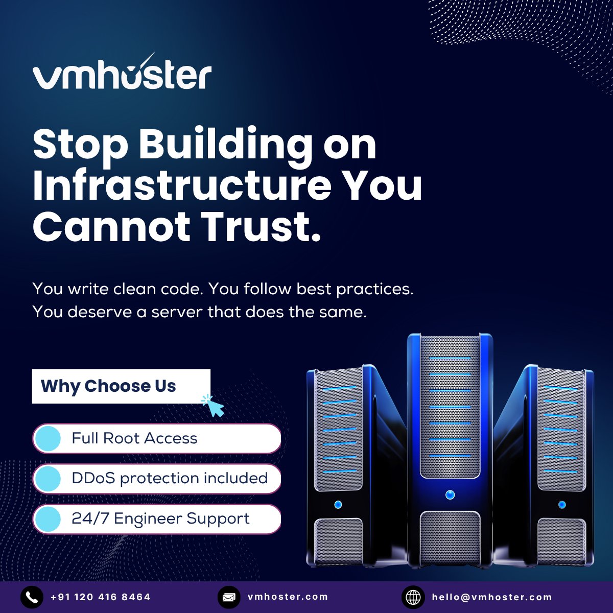 vmhosters's tweet image. Stop Building on Infrastructure You Cannot Trust.
Your code is clean. Your architecture is solid. Your deployment process is dialled in.

👉 Learn more at vmhoster.com 📞 +91 120 416 8464 | ✉️ hello@vmhoster.com

#vpshosting #developerhosting #cloudinfrastructure
