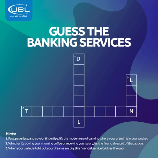 UBLDigital's tweet photo. Ready to test your banking knowledge?
How to play:
Read the hints in the image.
Drop your answers in the comments below.
Tag a friend who loves a good challenge!
Let’s see who gets all three right!
Complaints to: https://t.co/dacinBVLlT
#UBL #WhereYouComeFirst #BankingQuiz https://t.co/5Euwo79QQK