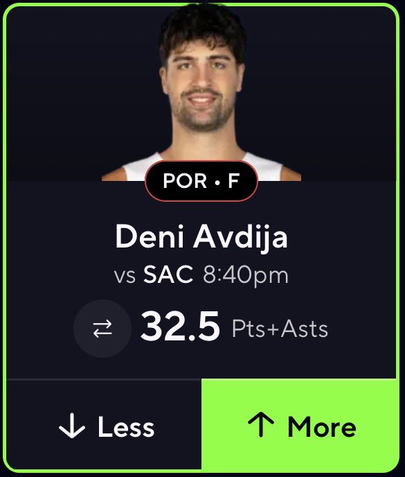 LuffyBetss's tweet image. NBA Play ☢️

Deni Advija Over 32.5 PA🔒

Over 70% of games this season without Grant. Over 3/3 games vs the Kings this season. Recent SFs vs SAC, Johnson-36 Barrett-26 Bey-23 Williams-41 PA

BOL If Tailing🍀

#PrizePicks #GamblingX
