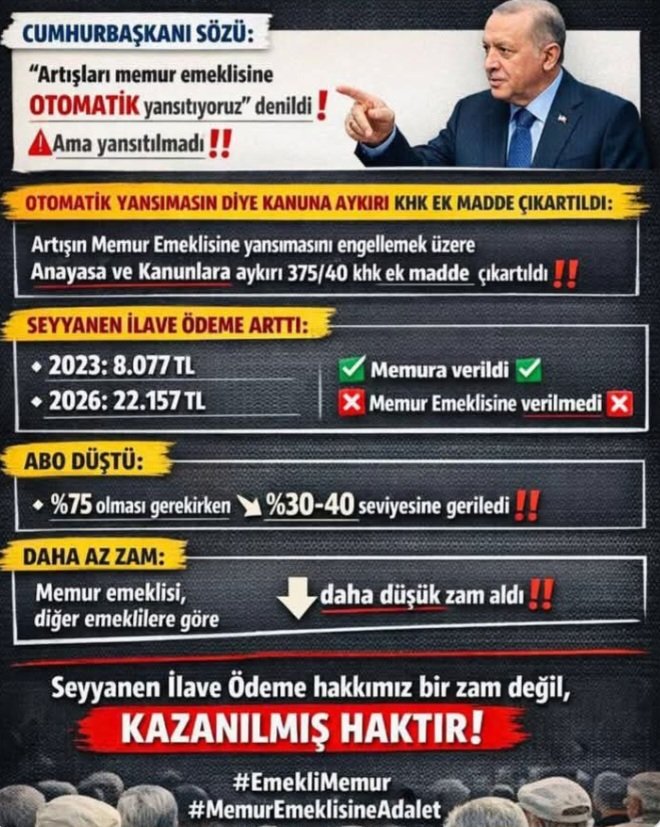 meric_talaakar's tweet photo. #EmekliMemur Cumhuriyet tarihinde hiç böyle SEFALETE sürüklenmemişti.
2023 Temmuz ayında çalışan memura verilen seyyanen zammı,Memur emeklisine YASAL HAKKI NI vermemek için, hukuksuzca 375/40 ek madde çıkarıldı
@tcbestepe
@memetsimsek
@Akparti @MHP_Bilgi
#Chp
#Özgürözel https://t.co/t3cLuB3PFG
