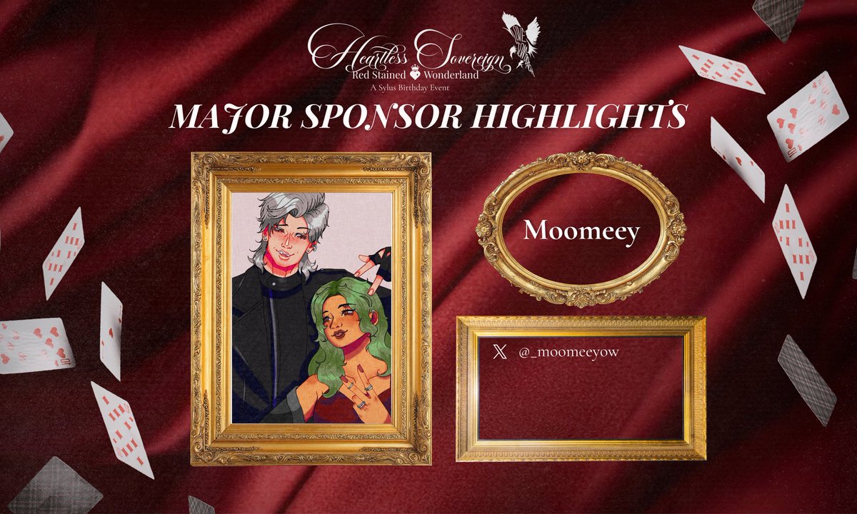 lovetomodachi_'s tweet photo. SPONSOR SPOTLIGHT 🥀

the Court of Hearts proudly presents Moomeey, one of the sponsors whose generosity has helped bring this royal tea party to life ❤️ their support goes beyond contribution—it is a valued presence woven into every detail of this gathering~ we extend our deepest gratitude for their patronage and for being part of the King’s court ₊˚⊹ᰔ

know more about them:
x: @_moomeeyow 

#HeartlessSovereign #StainTheWonderlandRedwithSylus