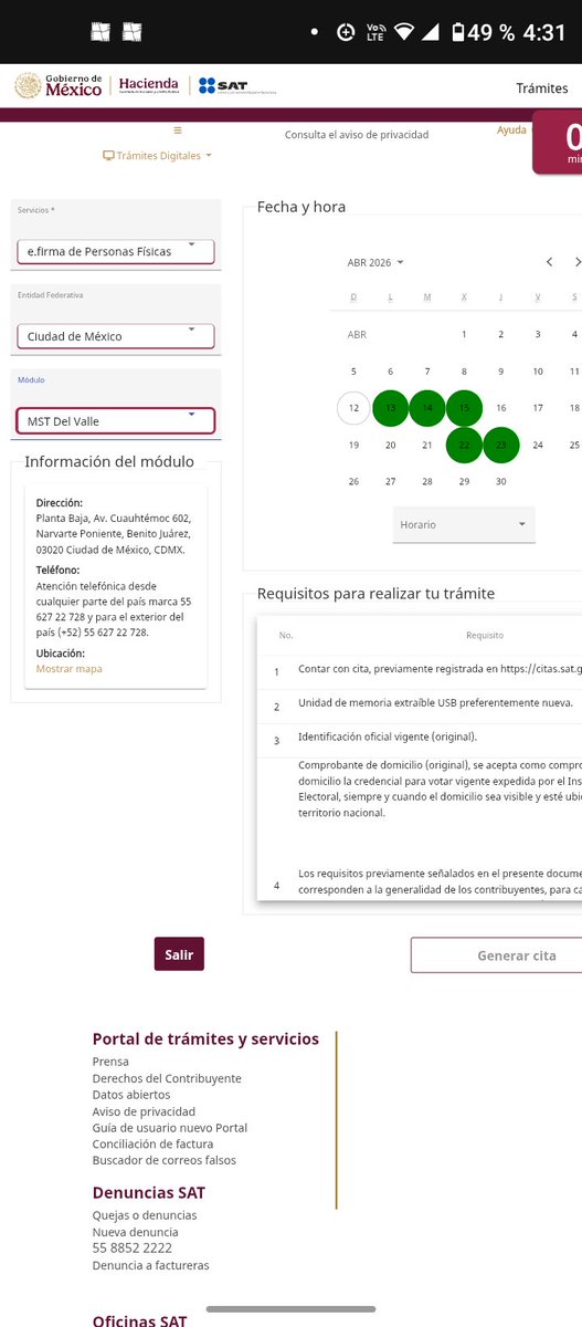 🟢#citassat #urge #sat 🟢Efirma electrónica SAT🟢 PERSONA FÍSICA 🟢 CDMX 🟢del.valle🟢🟢