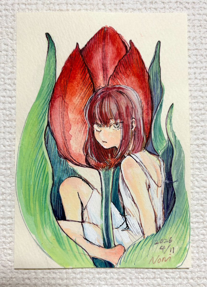 🌷アクリルガッシュ、水彩