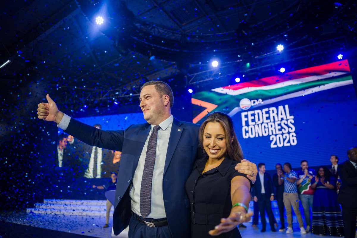 Our_DA's tweet photo. ๐๐ณ๏ธ Mzansi, delegates have spoken! Geordin Hill-Lewis is the newly elected Federal Leader, ready to lead the next generation of DA leadership to get South Africa working.
#DAcongress2026 https://t.co/V4DqXj8BWt