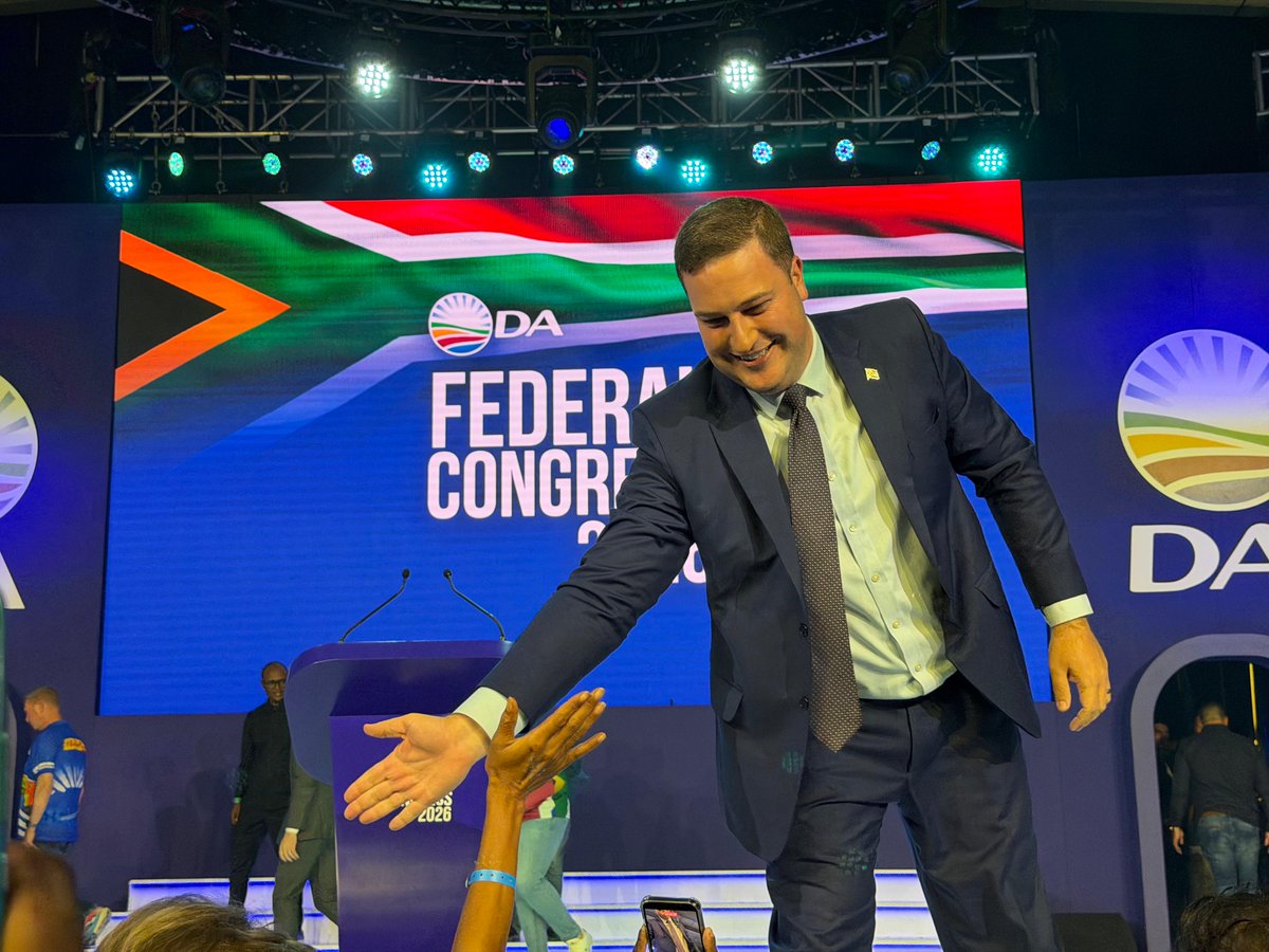 Our_DA's tweet photo. ๐๐ณ๏ธ Mzansi, delegates have spoken! Geordin Hill-Lewis is the newly elected Federal Leader, ready to lead the next generation of DA leadership to get South Africa working.
#DAcongress2026 https://t.co/V4DqXj8BWt