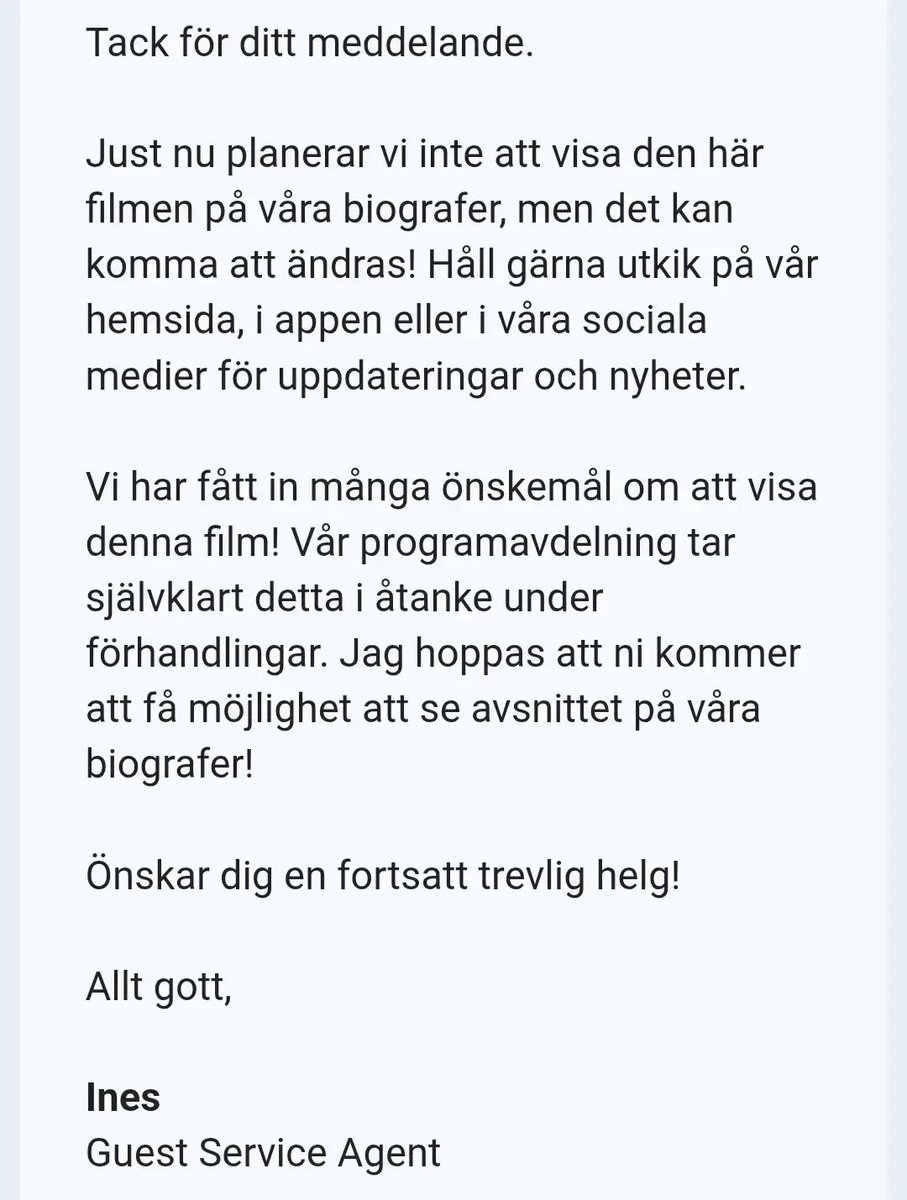 Starbloom | Contact Swedish cinemas to bring TADC tweet media