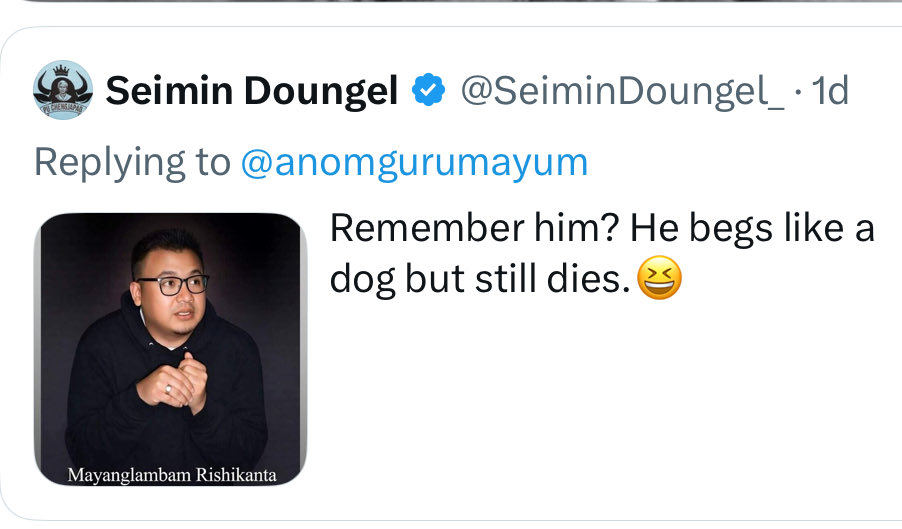 One of d worst propaganda trends in d #Manipur issue is on SM
Many #Kuki-linked posts appear 2justify violence against Meiteis without condemnation,while similar actions by Meitei handles quickly go viral n face suspension—revealing a perceived double standard
<a href="/SeiminDoungel_/">Seimin Doungel</a>
