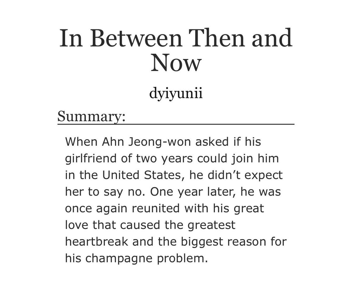 — In Between Then and Now — 

🍾: archiveofourown.org/works/54849886…

[❄️🌿: wg-hosplay canon divergence, angst with a happy ending, 21k words, non-linear completed fic]