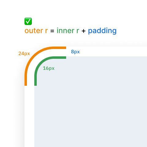 AliGrids's tweet image. UI tip designers often miss. Outer radius = inner radius + padding.