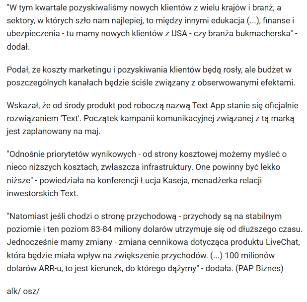 RobertPietraga's tweet image. #Sezon6 #RaportzPortfela #FinanseOsobiste
19/25

🔸 #text +0,32 %

I czas powrócić do wątku z początku raportu:
"...Zakończenie grandfatheringu cenowego LiveChat kluczowe dla wyników operacyjnych Text. "
Więcej szczegółów poniżej. źródło: #papbiznes
