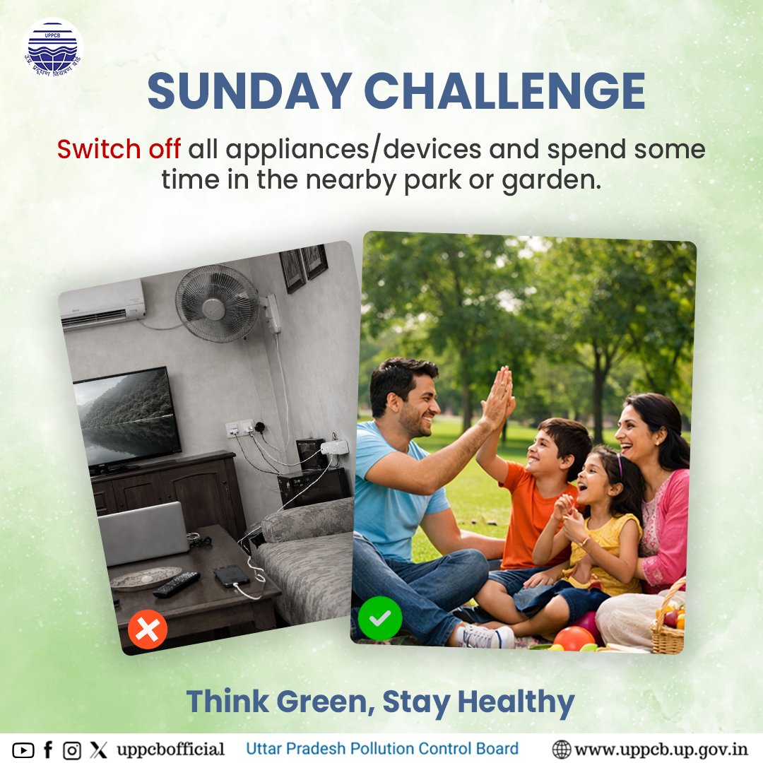 uppcbofficial's tweet image. Let's take up this sunday challenge and save energy. 

Think green, stay healthy!

#saveenergy #saveearth #uppcb