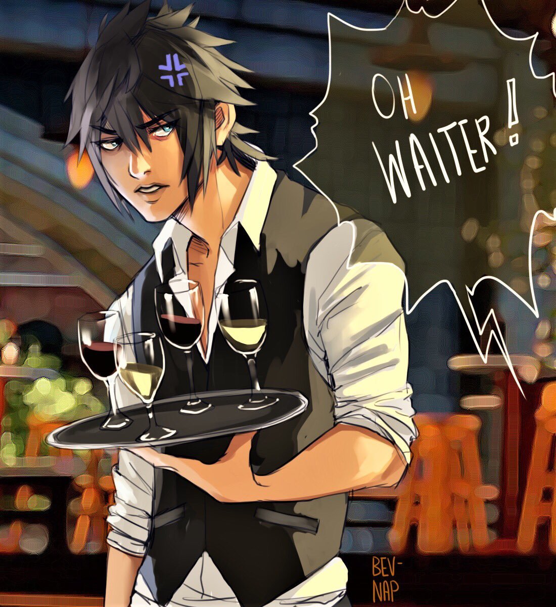Nap Bev Wht Reminding me of these absolutely gorgeous Bev Nap waiter Noctisʼs fanarts 💙