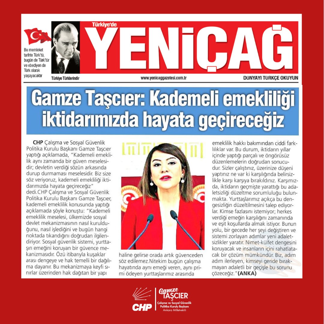 Kademeli emeklilik sorununu adım adım ilerleyen, kimseyi geride bırakmayan adaletli bir geçişle çözeceğiz!

<a href="/YenicagGazetesi/">Yeniçağ</a>
