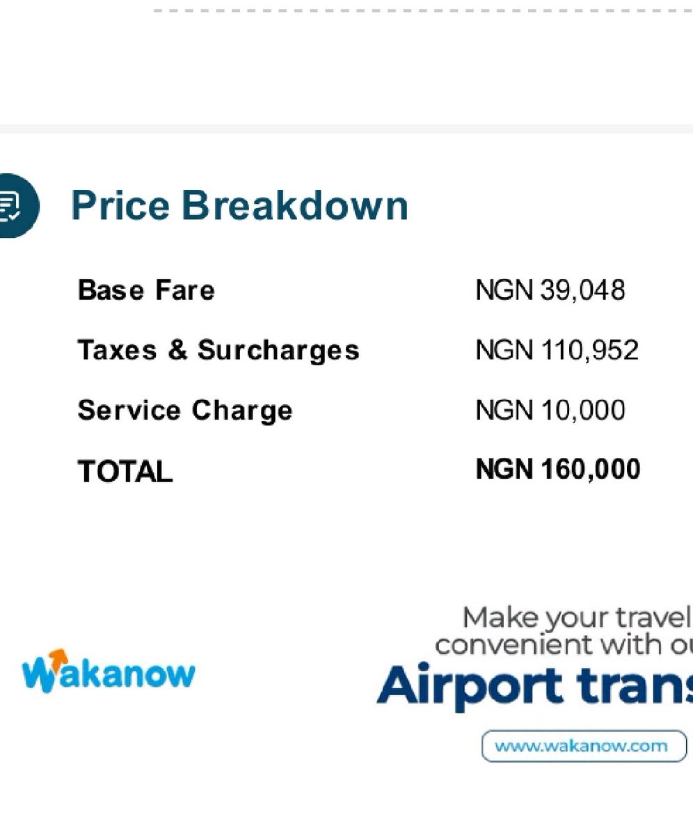 tbello007's tweet photo. @OzorNdiOzor Same for your plane ticket. Look at the breakdown of your ticket. You pay more in taxes and surcharge than the actual amount the airlines earn. That is why the same distance traveled in Europe is far cheaper than in Nigeria. Taxes and surcharges are the killer https://t.co/i4Vn5MUSqa