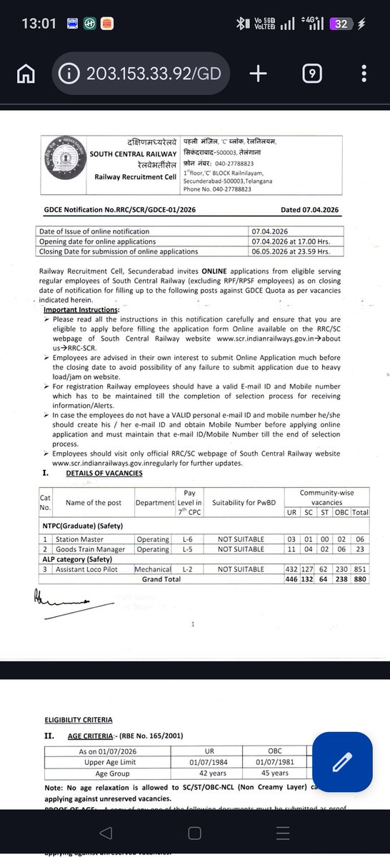 ckr143's tweet photo. Only23 post of GG &amp; 6post 4 ASM in GDCE SCR.More seats r available each year 4 LDCE candidates.There is a provision 2 reserve 25% of the open vacancies for GDCE candidates,which is not being followed.Plz increase this number of seats
@AshwiniVaishnaw 
@gmscrailway 
@narendramodi https://t.co/XoxLKSv1Gi