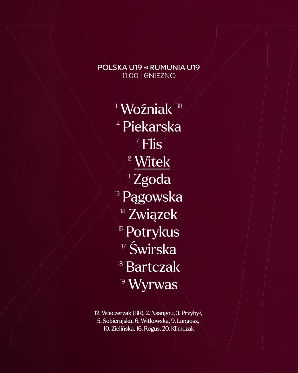 laczynaskobieca's tweet photo. Tak wygląda nasz skład na mecz z Rumunią.
📺 https://t.co/zn3M0XPDWI
__
#POLROU 🇵🇱🇷🇴 WU19 https://t.co/VoiJTpFPnm
