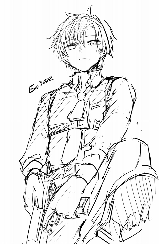 北摩で銃を構えられる成人男性の知り合いがあまり思いつかないのでモデルにさせてもらったけど、えっちベルトの内側にネクタイ通してたり、腕まくりと手袋の間の素肌はえっちだよねってそれだけが言いたいだけでした(それだけ 