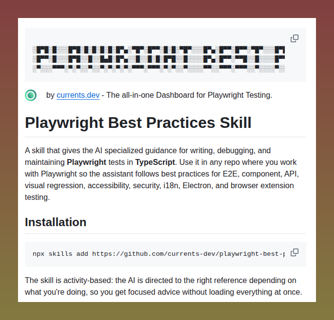 tom_doerr's tweet image. AI skill for TypeScript Playwright testing

github.com/currents-dev/p…