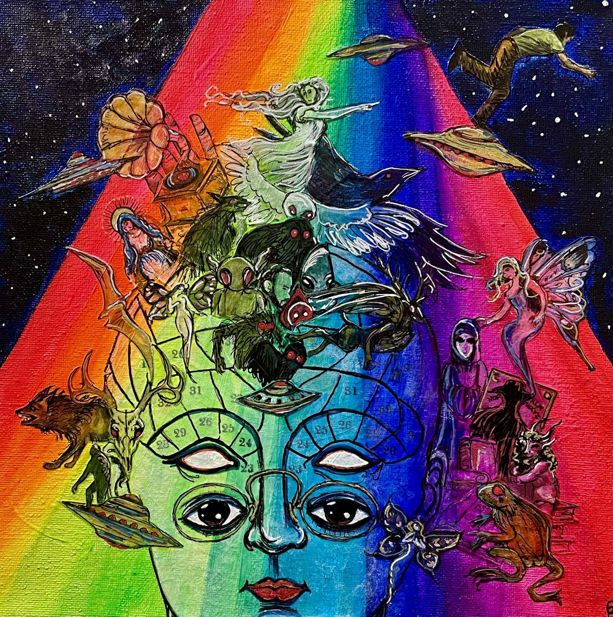 ParaN_rmal's tweet photo. JOHN KEEL's Superspectrum is a unified theory that suggests all paranormal phenomena—UFOs, ghosts, cryptids, and religious visions—originate from a single sentient energy force. This concept is primarily explored in his 1975 book, The Eighth Tower: On Ultraterrestrials and the Superspectrum