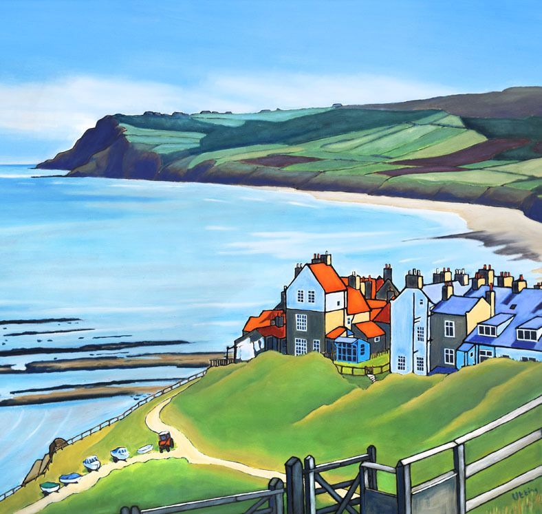 ArtistUtting's tweet image. Two more takes on that amazing sight as you drive to the car park at the 'top of the bank', hoping to find a space to park.  Different season, different light, same beautiful scene. 

#robinhoodsbay #firstimpressions #memories