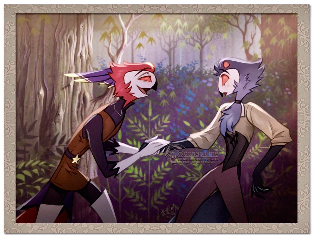 doriaplume's tweet photo. “I’m awfully sorry. I didn’t mean to frighten you.”

•
From ‘Once Upon a Dream’ on AO3 (↓🔗)
I’ve decided that today would be a #StolagoDay, so here’s a new artwork about these two to celebrate! 🎉✨
#HelluvaBoss #Stolas #Vassago #Stolago #Stolassago #SleepingBeauty https://t.co/pGa8fwoVN3