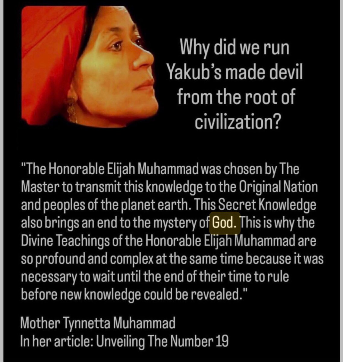 3xandrew's tweet image. ‘ Why did we run Yakub’s made devil from the root of civilization?’
#Lessons #SupremeWisdom #Knowledge #Time #Past #Present #FuturePerfectTense #MotherTynetta #Yakub