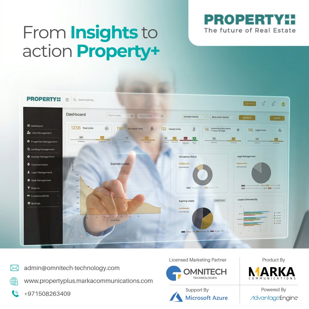 OmnitechT4993's tweet photo. Turn insights into smart decisions with Property+ 
Manage, analyze, and optimize your real estate operations all in one powerful platform. From occupancy tracking to lease management, Property+ helps you stay ahead with data-driven clarity.
#PropertyPlus #RealEstateTech https://t.co/CpMGjUDhbS
