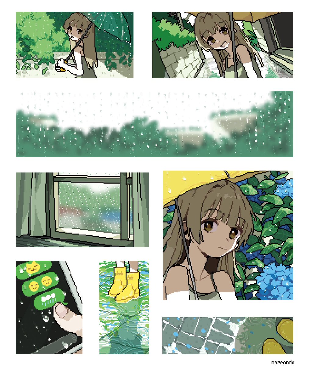 nazeondo's tweet image. 사각에 담은, 비가 오는 날 
#pixelart