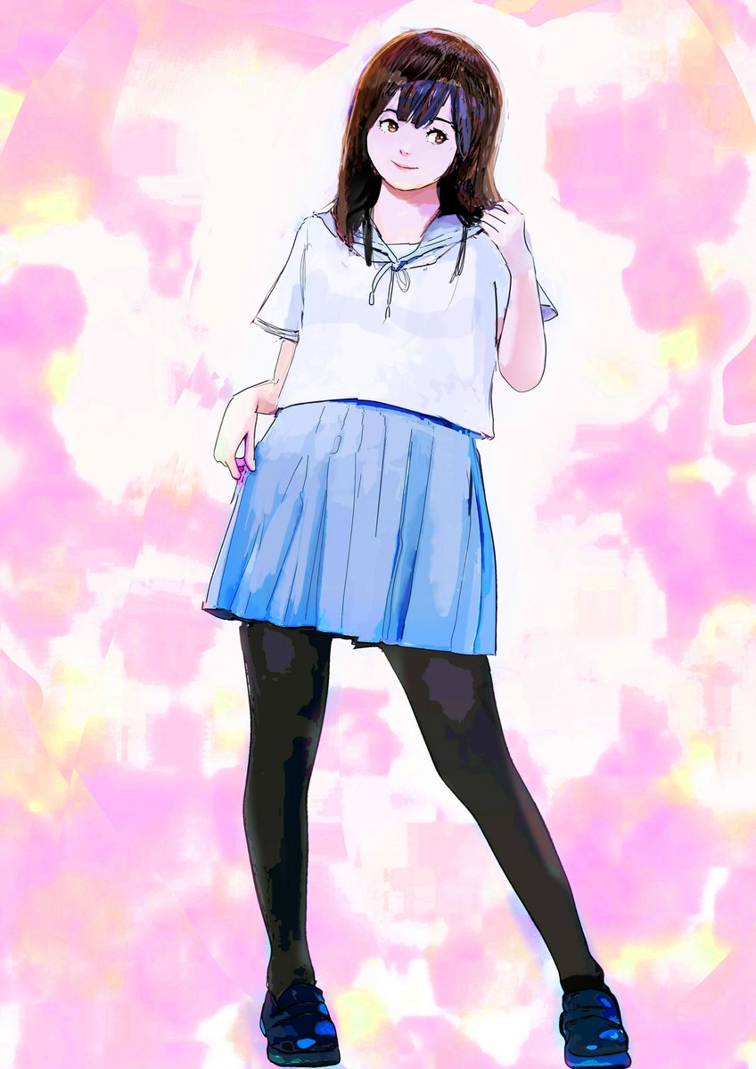 薄青セーラー　顔のタッチを変えて2種 | SAI60 #pixiv pixiv.net/artworks/14346… 
＃イラスト練習中＃絵描きさんと繋がりたい
手直しx2