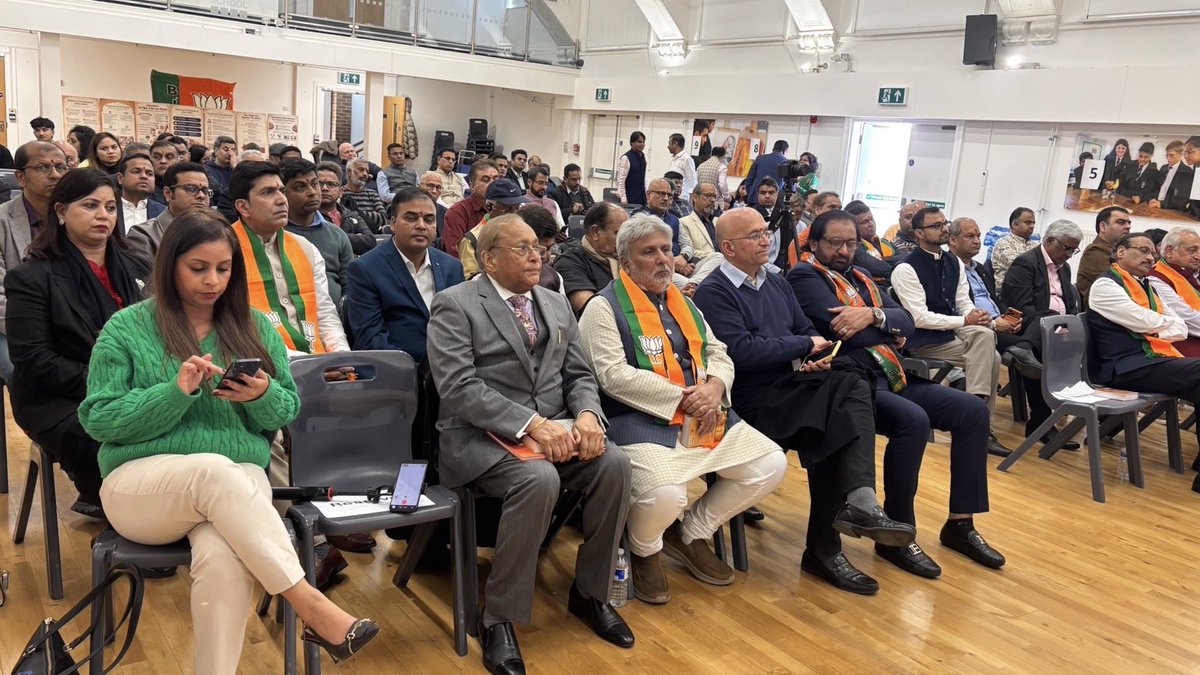 shishirkb's tweet photo. The seeds sowed by 
Ma Dr Syama Prasad Mookerjee ji & Ma Pandit Deen Dayal Upadhya ji 
has blossomed to become the World’s largest Political Party

@OFBJPUK celebrated BJP Sthapna Diwas at packed Community Hall which I had the pleasure of attending 
@BJP4India @NitinNabin ji @vijai63 @overseas_bjp @joharashwin @inakulbjp