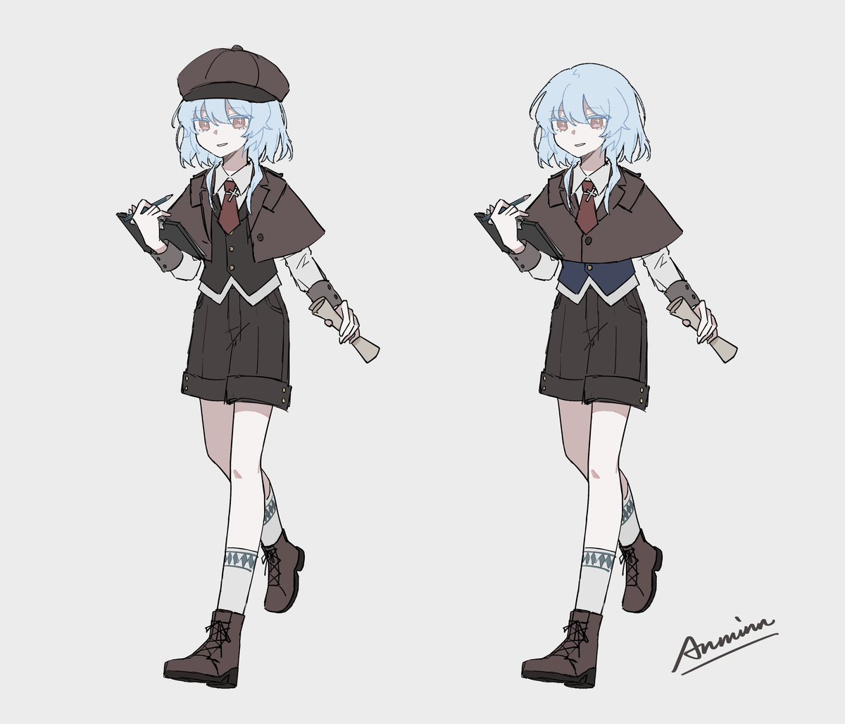 添加了纽扣 这就是终版了……马甲颜色可能看心情都能画吧！
#安眠歌