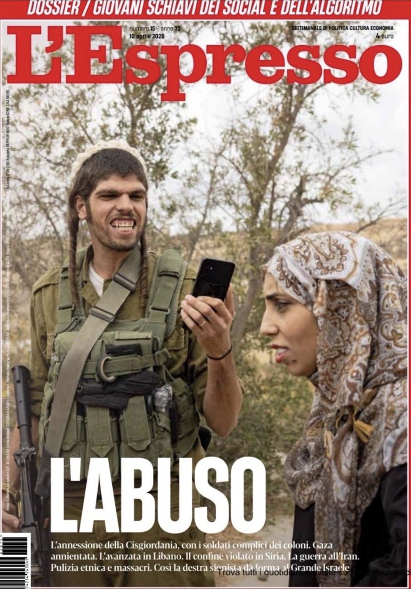 avantibionda's tweet photo. “La complessa realtà con cui ISRAELE deve convivere”, dice Peled.
Realtà descritta molto bene nella copertina dell’Espresso che loro “condannano fermamente” perché la descrive molto bene.
Ma forse lui voleva solo la foto di un colono criminale più carino.
#israeleabusada80anni https://t.co/4BT9rUy1cG