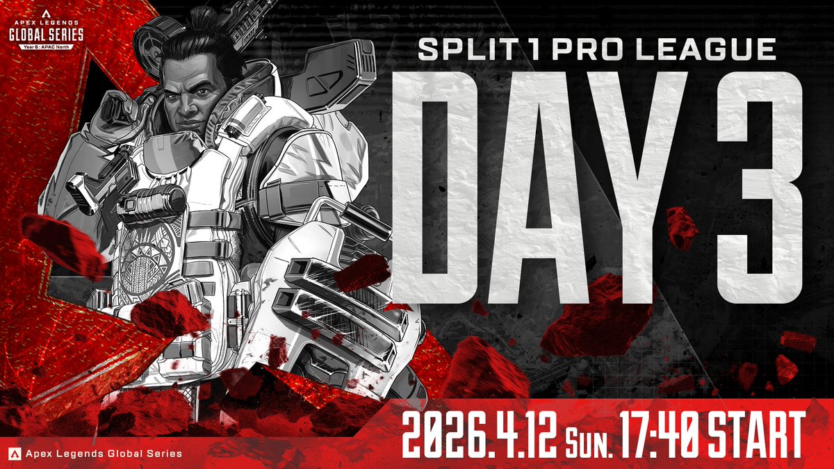 #ALGS Year 6 APAC North
Pro League Split 1 Day 3

放送までもう間も無く🔥
お見逃しなく👊

📢この後【17:40~】配信開始となります🔥

🎥配信チャンネル
🔴YouTube[公式配信]: youtu.be/PE1bie64OnY
🔴YouTube[MAP]: youtu.be/hNhh0Xb4X-8
🟣Twitch: twitch.tv/esports_rage