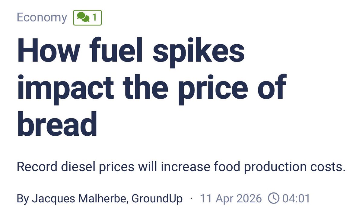 PhumlaniMMajozi's tweet image. Food prices to rise in South Africa. This is a report by Moneyweb. #economy #inflation #iranwar
