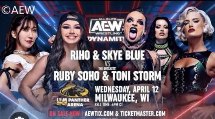 SkyeBlueNews's tweet image. On this day!

Skye Blue &amp;amp; Riho vs The Outcasts (Ruby Soho &amp;amp; Toni Storm) with Saraya at ringside on AEW Dynamite Episode 184 on the 12th April 2023.

Match report 👇

#AEW #AEWDynamite #SkyeBlue #Riho #ToniStorm #RubySoho #Saraya #Wrestling #ProWrestling