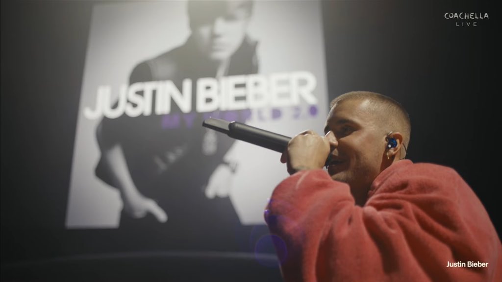 chnnges's tweet photo. justin bieber watching his younger self has me emotional #bieberchella https://t.co/UMZEebUQGe
