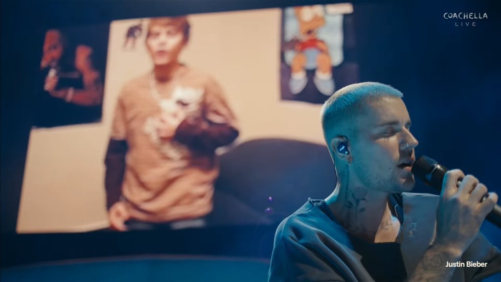 chnnges's tweet photo. justin bieber watching his younger self has me emotional #bieberchella https://t.co/UMZEebUQGe