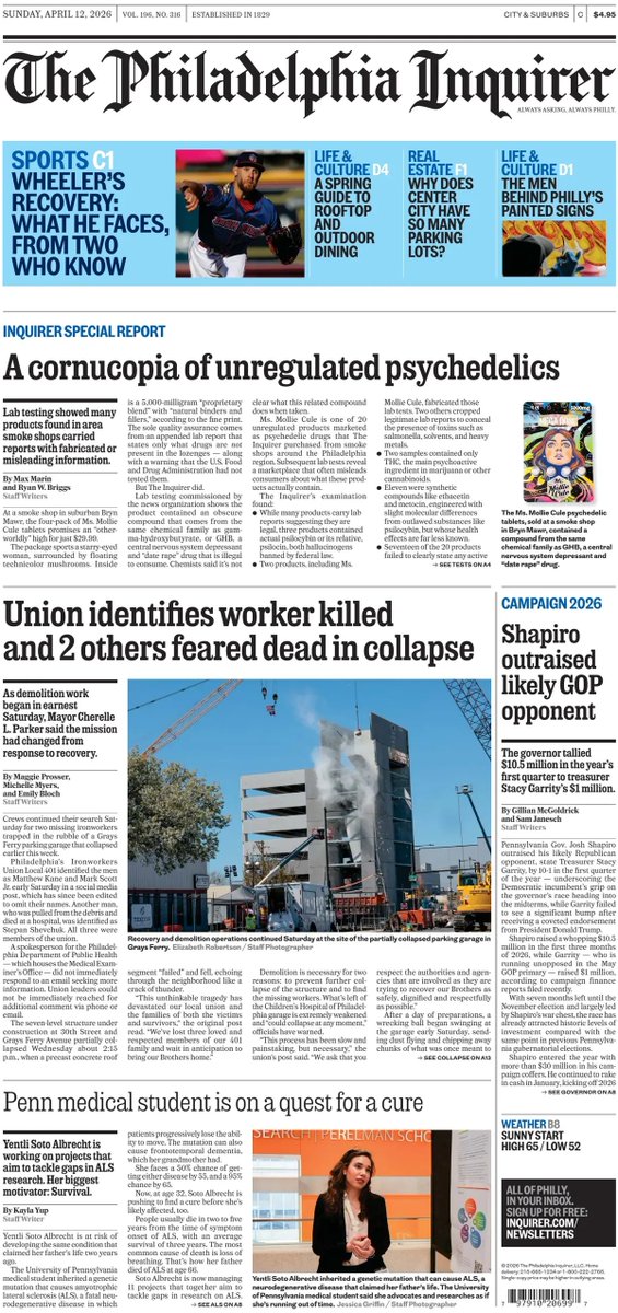 ukpapers's tweet photo. 🇺🇸 A cornucopia of unregulated psychedelics

▫Lab testing showed many products found in area smoke shops carried reports with fabricated or misleading information
▫@MaxMMarin @rw_briggs

#frontpagestoday #USA @PhillyInquirer https://t.co/Q3AMwTgCCD