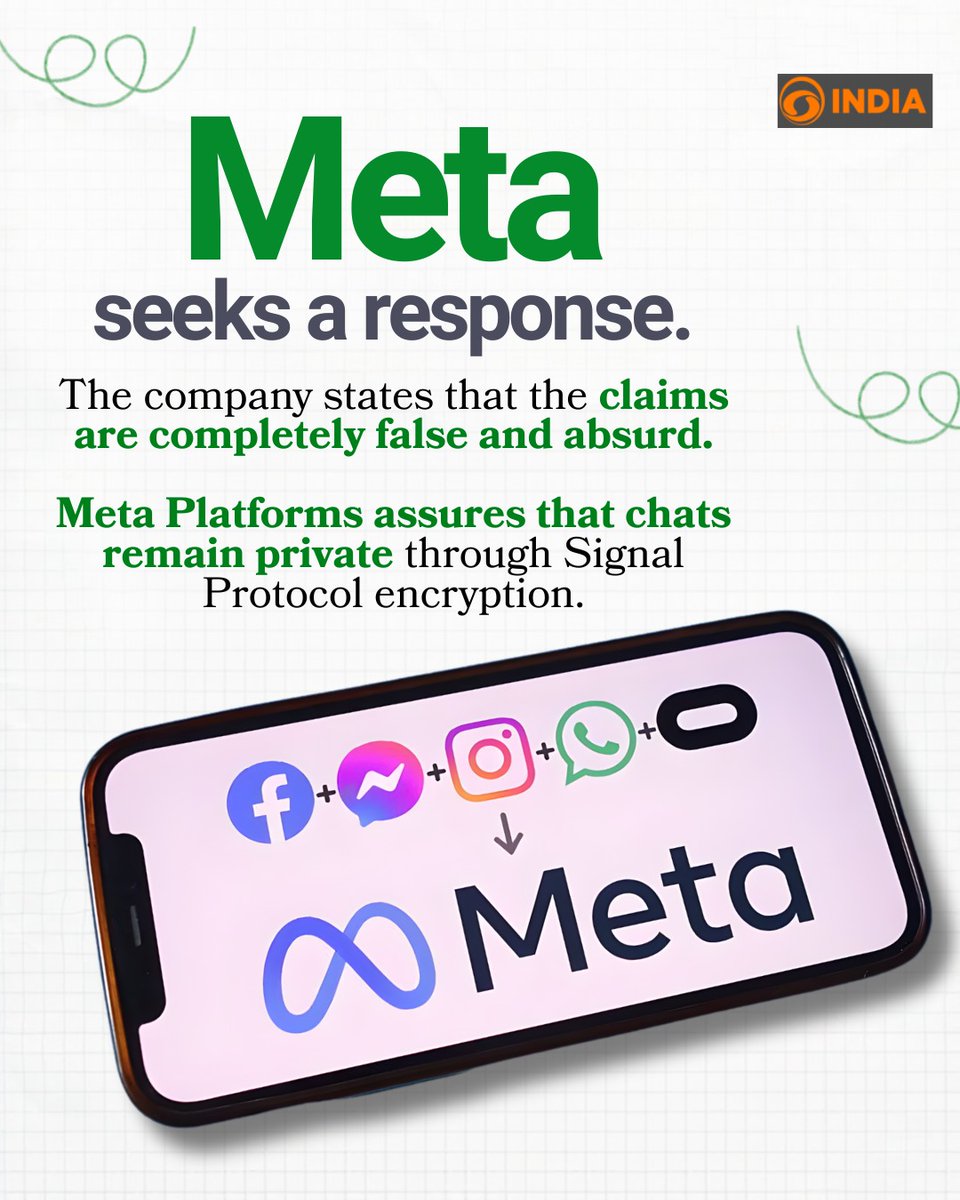 DDIndialive's tweet image. Musk and Telegram CEO question WhatsApp’s security amid a US privacy lawsuit.
Meta denies all claims, calling them “false and absurd,” and says chats remain protected with end-to-end encryption.

#WhatsApp #Meta #ElonMusk #PavelDurov #DataPrivacy #CyberSecurity #Encryption