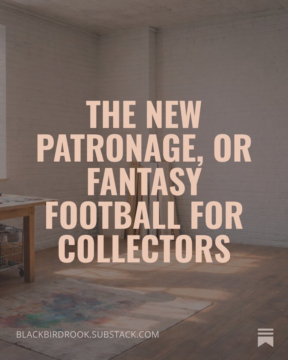 gregcorbeau's tweet image. We are not short of wealth. We are short of any convincing idea of what the wealthy are for. Maybe patronage deserves another look.
blackbirdrook.substack.com/p/the-new-patr…

#ContemporaryArt #ArtCollectors #Patronage #CulturalCommentary #BlackbirdRook