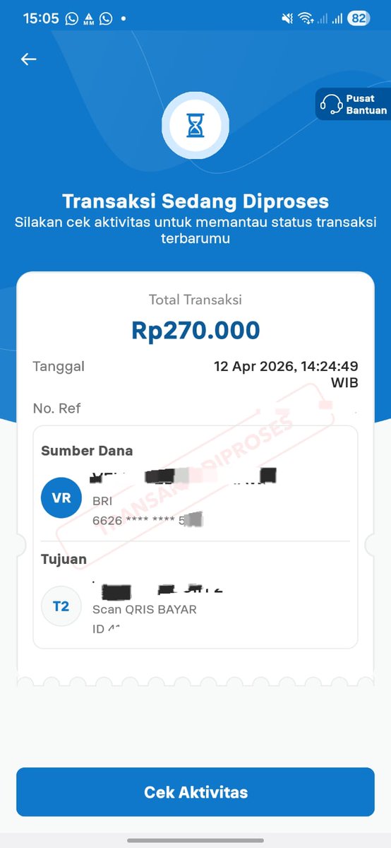 MarkeyyBoy's tweet photo. Halo min @BANKBRI_ID ini kok transaksi qris aku dah 1 jam lebih statusnya di proses terus ya, ada gangguan kah? https://t.co/PuJ6HeSwX7