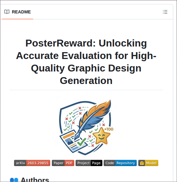 tom_doerr's tweet image. Reward model for graphic design evaluation

github.com/MeiGen-AI/Post…