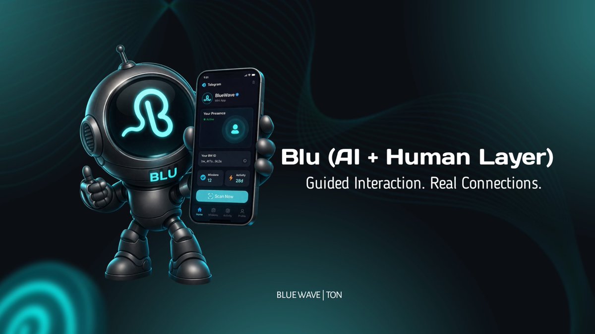 bwaveprotocol's tweet photo. 𝗕𝗹𝘂 (𝗔𝗜 + 𝗛𝘂𝗺𝗮𝗻 𝗟𝗮𝘆𝗲𝗿) 𝗚𝘂𝗶𝗱𝗲𝗱 𝗜𝗻𝘁𝗲𝗿𝗮𝗰𝘁𝗶𝗼𝗻

As networks expand, conversation becomes harder to follow.

More channels, more messages, more activity - yet clarity often decreases.

Blu exists to improve the quality of interaction, not just the volume of it.

By combining real human participation with intelligent guidance, Blu helps people reach the conversations,

Opportunities, and communities that truly matter - without getting lost in endless feeds or scattered chats.

This isn’t about replacing human connection.
It’s about shaping it so attention flows where it has real value.

The result is a calmer, more intentional network where discovery feels natural, participation feels meaningful, and communities remain connected without becoming overwhelming.

Have a lovely Sunday and don’t forget to activate your presence. 🌊