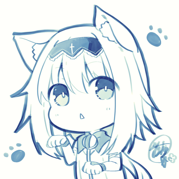 shinsekai1205's tweet photo. 本日のお題が「＃白猫」だったので

白猫系あんまり描いてなくて、急いで何かしら描きました。
折紙さん描こうかマリア描こうか悩んだ末、マリアにしました。
にゃー🐈 https://t.co/foKpOMhFhY
