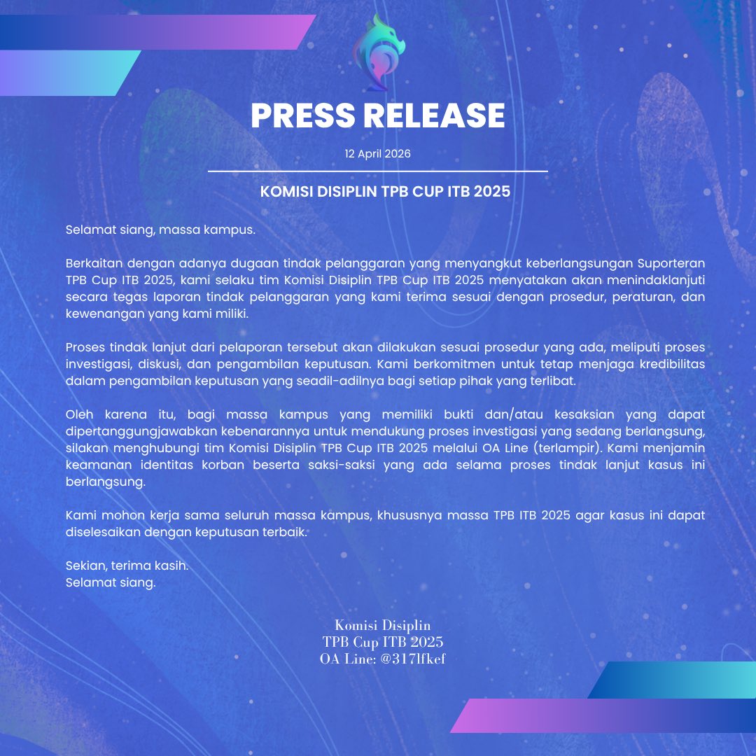 TPB CUP ITB 2025 tweet media