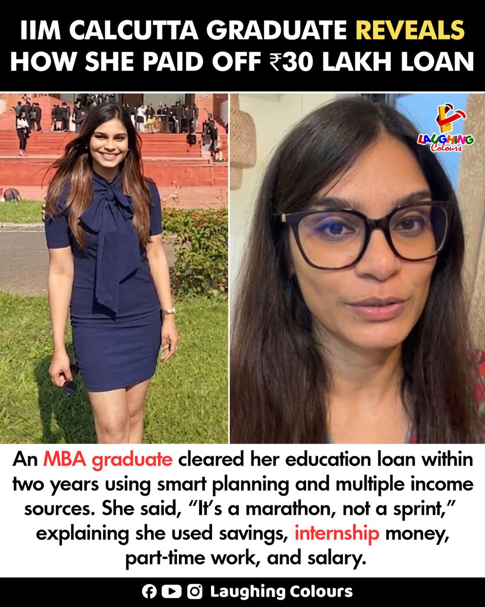LaughingColours's tweet image. MBA clears 30 lakh loan 💼

#IIMCalcutta #SuccessStory #Finance #Inspiration