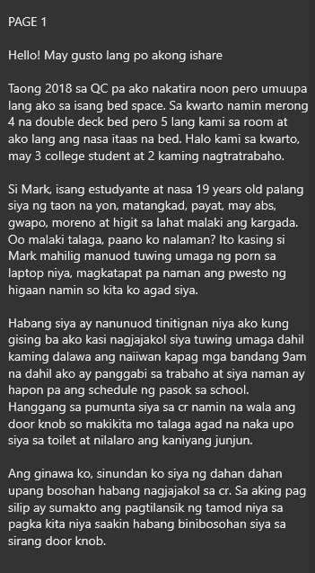 AlterOfan83223's tweet image. Nahuli sya ng College Student nyang Roommate na Namboboso

Pages 1-2
Sender: QC Roommate

#ConfessionOfanAlter902
#Roommate #Collegelife