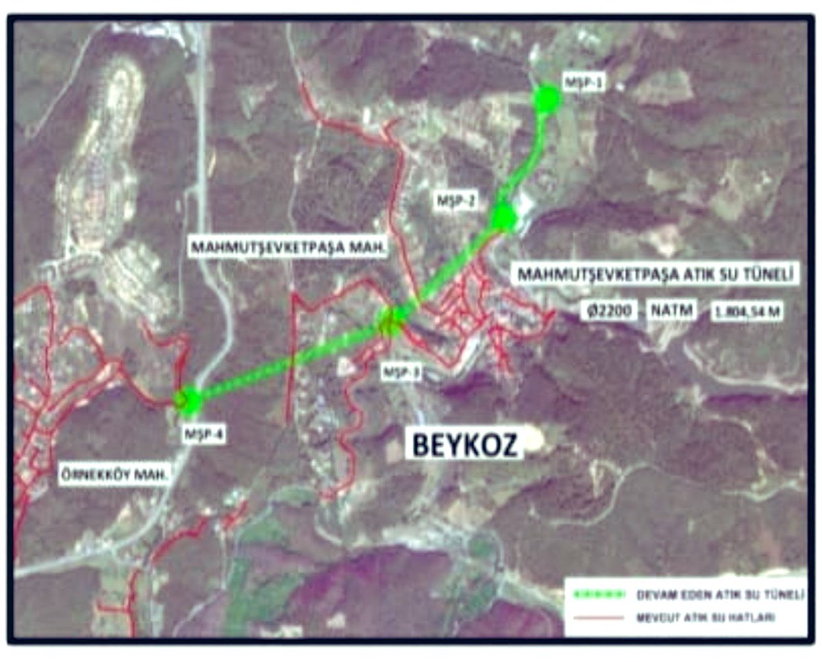 İSKİ önemli altyapı projelerini ilçe ayrımı gözetmeden hızla hayata geçiriyor. BEYKOZ ilçemiz Mahmutşevketpaşa Mahallesinde 2.200 mm iç çapında, 1.805 metre uzunluğunda NATM (Yeni Avusturya Tünelcilik Metoduyla) yapılan MAHMUTŞEVKETPAŞA ATIK SU TÜNELİ inşaatında kazı