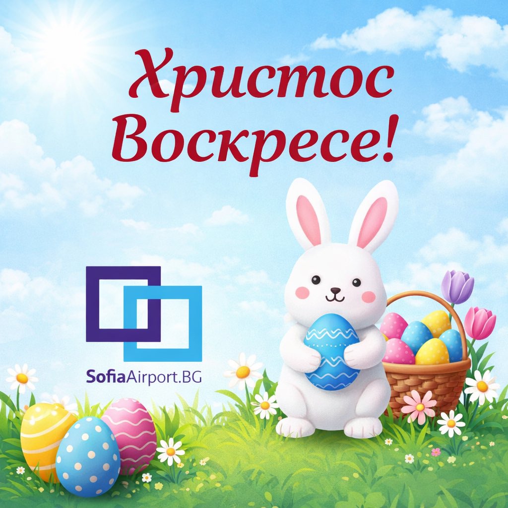 Христос Воскресе! Екипът на SofiaAirport.BG пожелава здраве и щастие на Вас и семействата Ви! 🐣